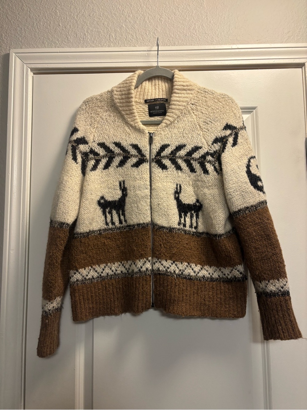Scotch & Soda Nomadic Dreamer Alpaca Nordic Knit Full Zip Sweater Size Small